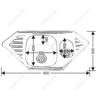 Мойка 9550C Melana 0,8/180 хром с сифоном (222 С t *7)